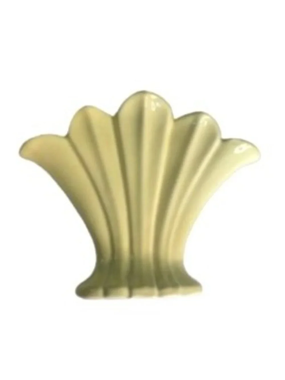 Vintage Royal Haeger Yellow Fan Vase and Basket Set MCM Art Deco Canary Matte